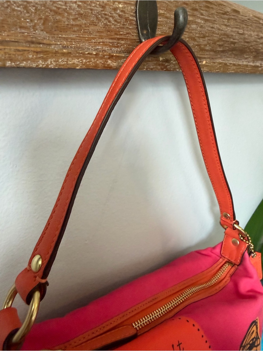 RARE Y2K Coach Bonnie Cashin Carry Kisslock Mini Shoulder Bag Pink Orange 42583 - Picture 4 of 16